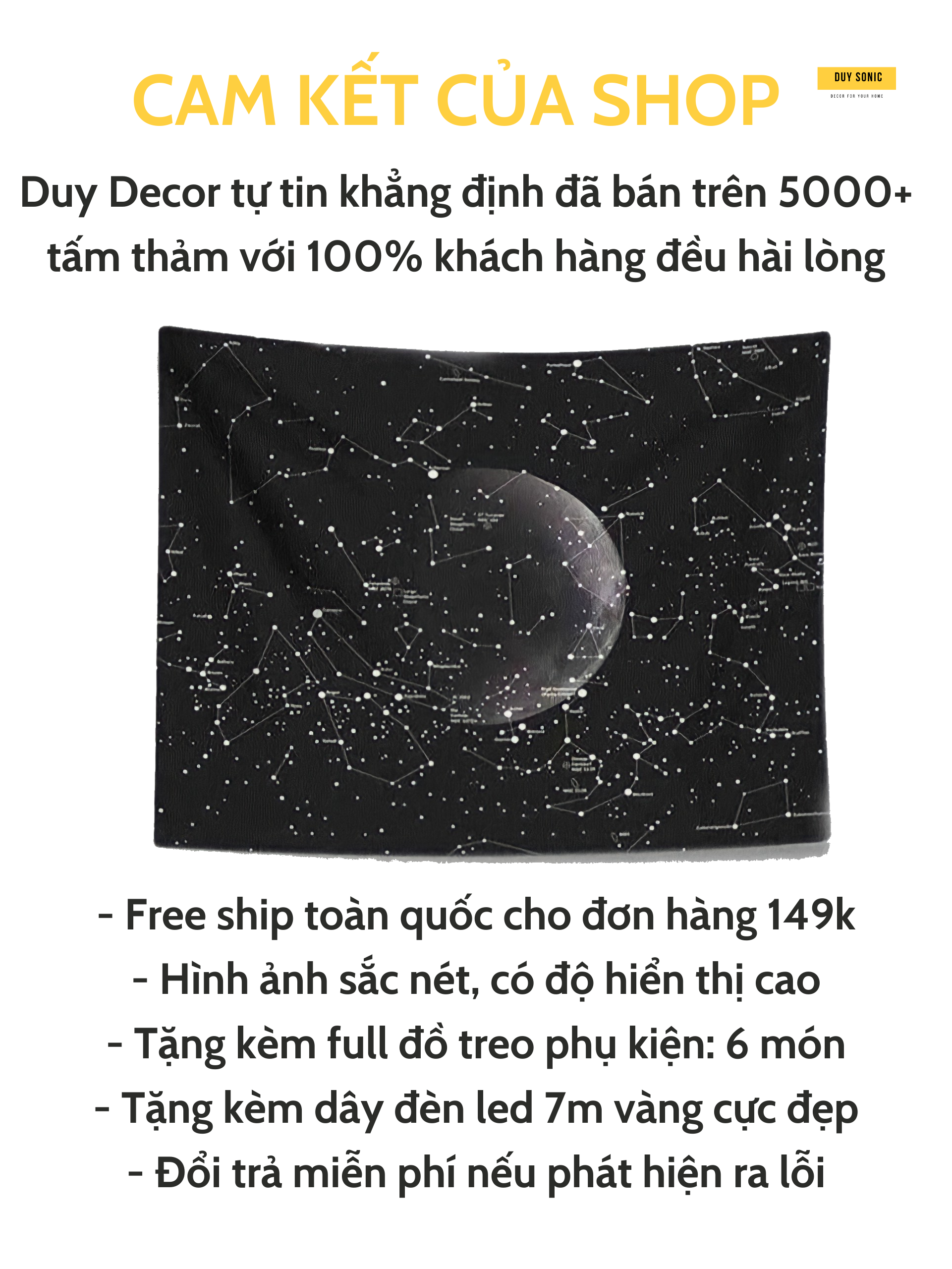 [TẶNG ĐÈN 7M &amp; MÓC TREO] Vải treo tường 1m5x1m3, Thảm treo tường decor phòng ngủ, background trang trí phòng ngủ