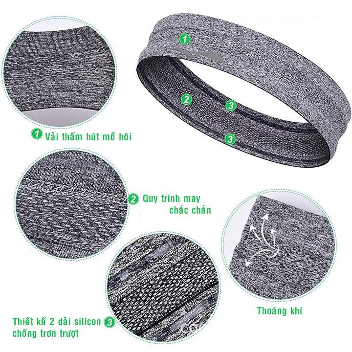 Băng đô trán băng đô thể thao headband tập gym yoga aerobic cotton co giãn thấm chặn mồ hôi chống trượt bản 5cm