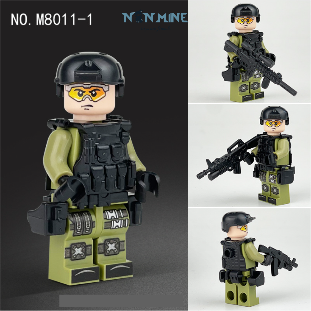Đồ Chơi Lắp Ráp Lính Mini Quân Đội Cảnh Sát Combo 12 Lính Có Giáp Và Trang Bị Và Chó Nghiệp Vụ M8011