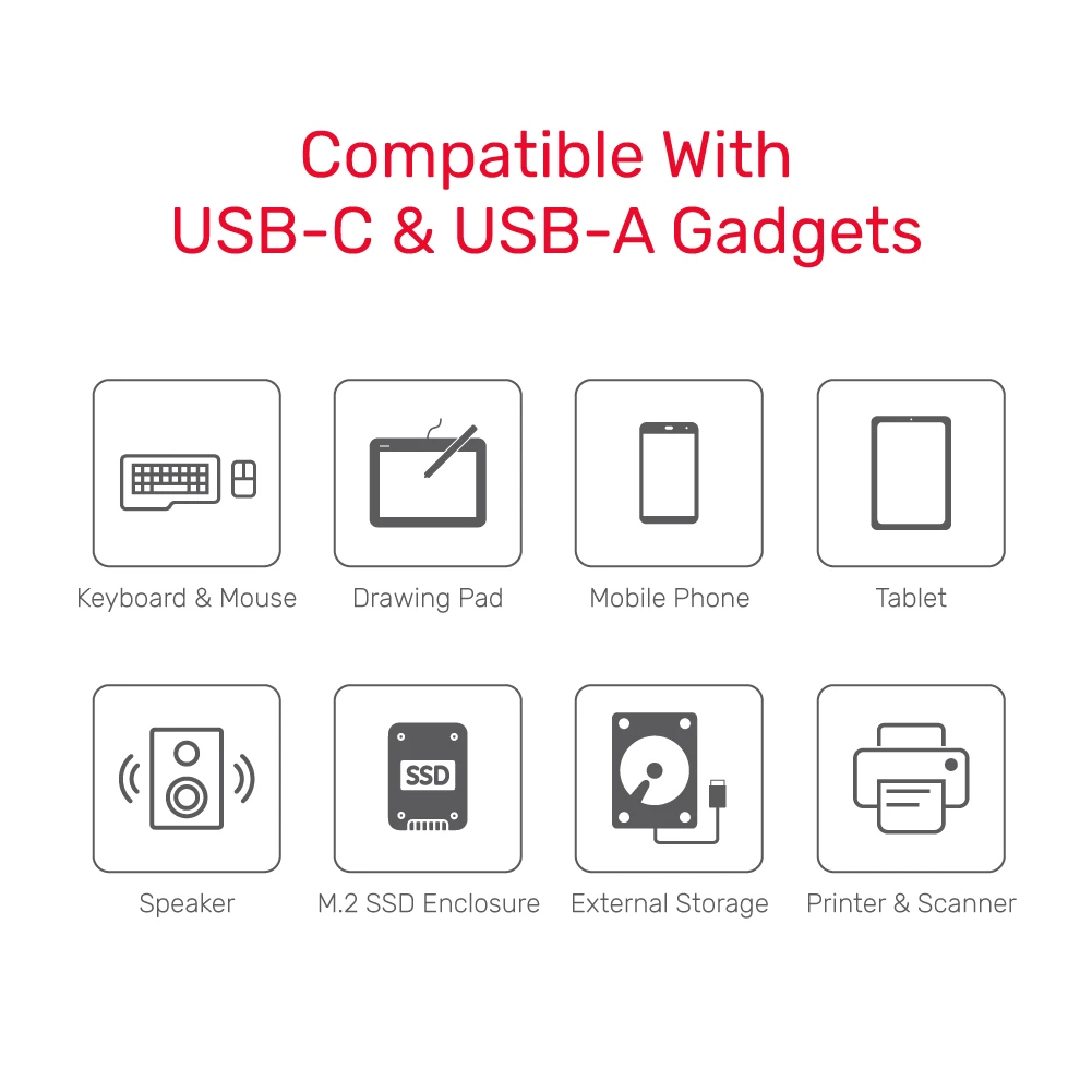 CÁP TYPE-C -&gt; 2 USB 3.0 + 2 TYPE-C UNITEK H1302A- Hàng chính hãng