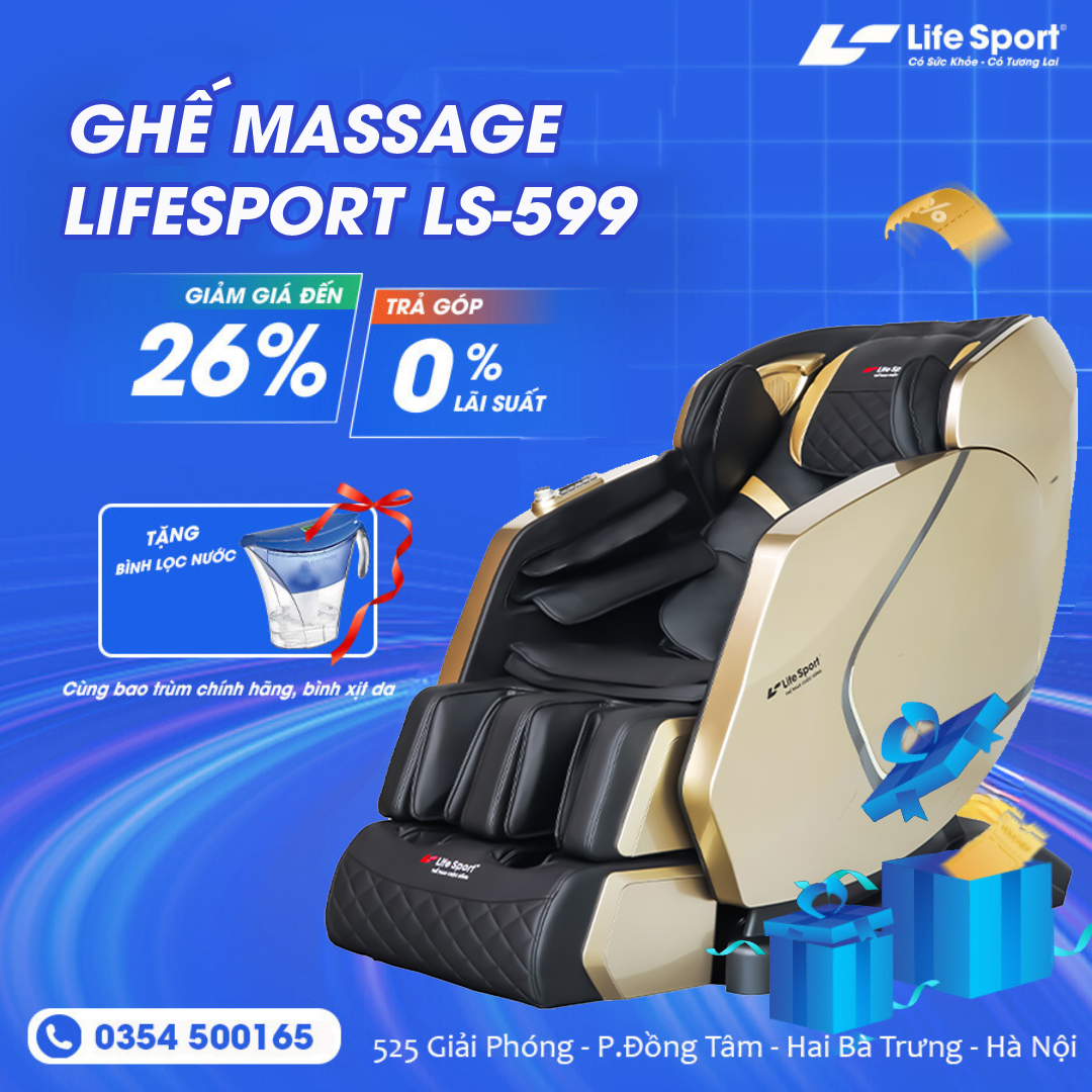 Ghế massage Toàn Thân Cao Cấp Lifesport LS-599 con lăn 5D hiện đại