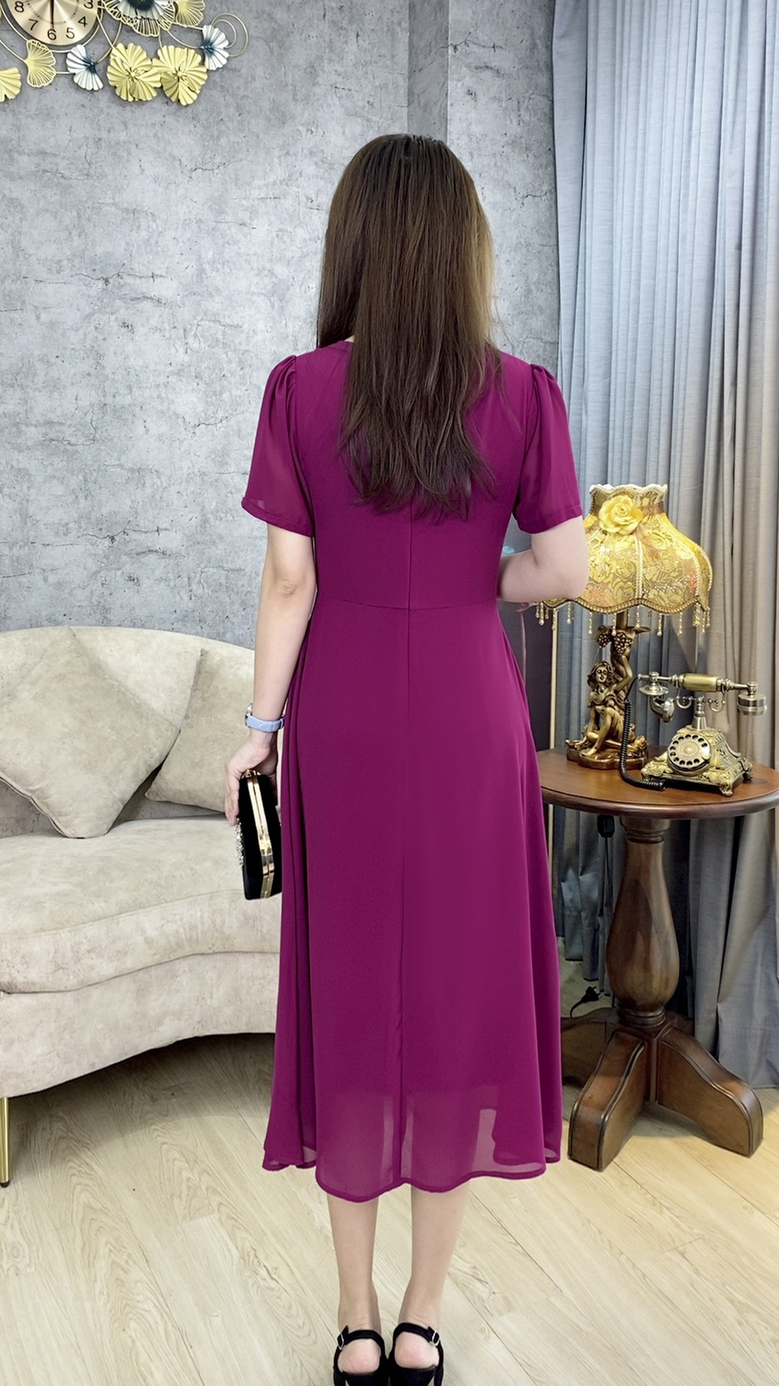 Đầm Quý Bà [ Linh Trà ] (TM 484)Trang Nhã Thanh Lịch Sang Trọng Đi Làm Đi Tiệc Cho Trung Niên U40