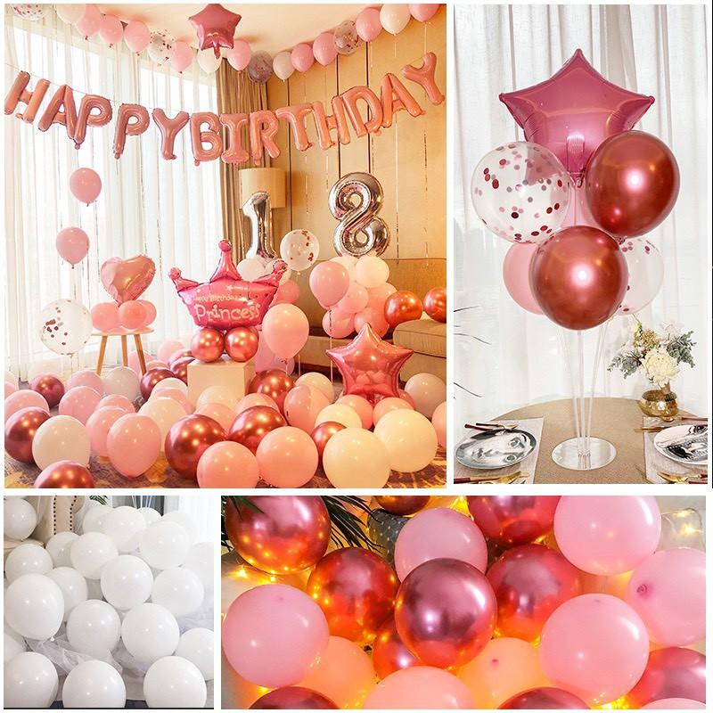 Combo bong bóng siêu nhũ trang trí sinh nhật happy birthday cho bé trai bé gái người lớn đủ đồ phụ kiện SNH01