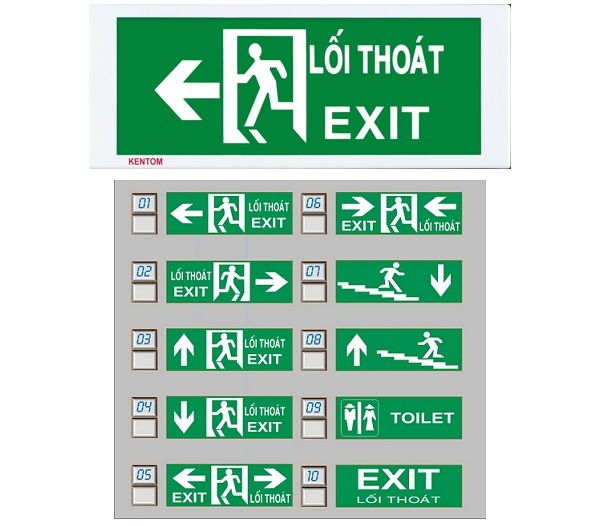 Đèn exit Kentom KT-610 nhiều mẫu mã lựa chọn, chiếu sáng tự động khi mất điện - Hàng chính hãng