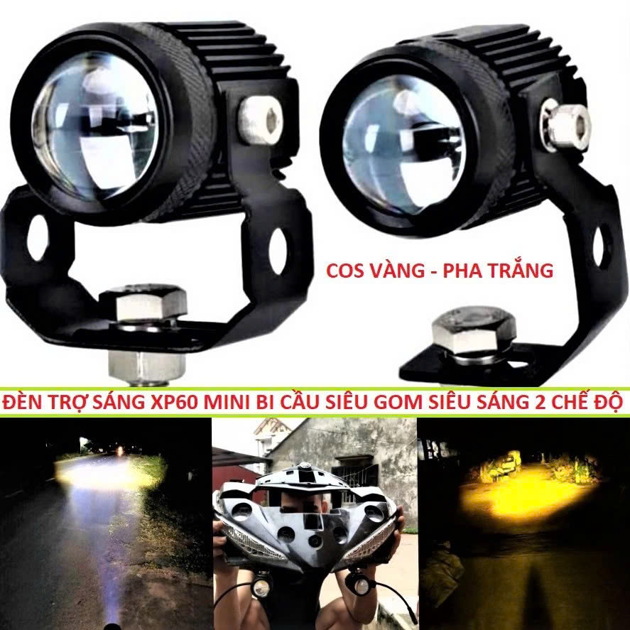 Đèn Trợ Sáng Mini Bi Cầu Mini XP60 Xe Máy - Vỏ Hợp Kim M3MINI, Chip LED Loại Tốt Hàng Cao cấp