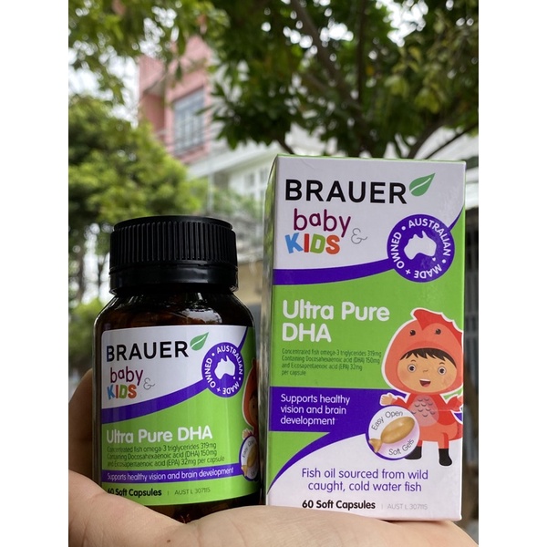 DHA cho trẻ từ 7 tháng Brauer Baby &amp; Kids Ultra Pure DHA Úc Giúp phát triển não bộ, tăng khả năng tập trung, cải thiện thị lực - QuaTangMe Extaste