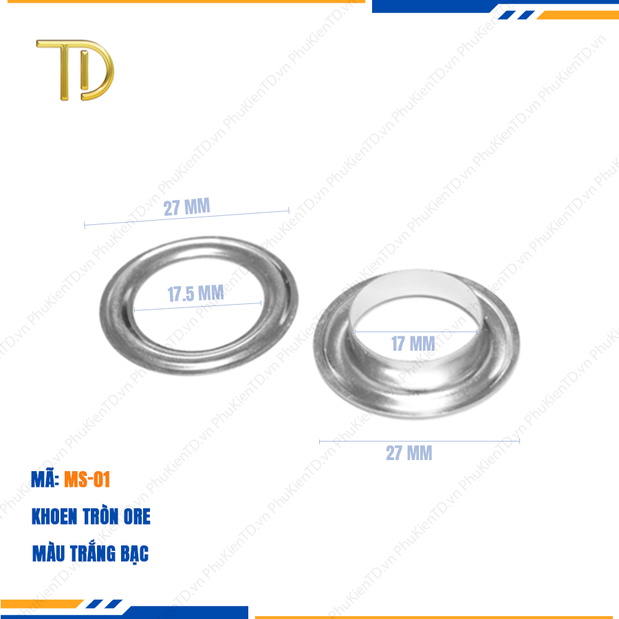 Khoen ore mắt cáo, Khoen mắt cáo ore, Vòng khoen túi xách 27mm công nghệ mạ điện độ bền 5-8 năm