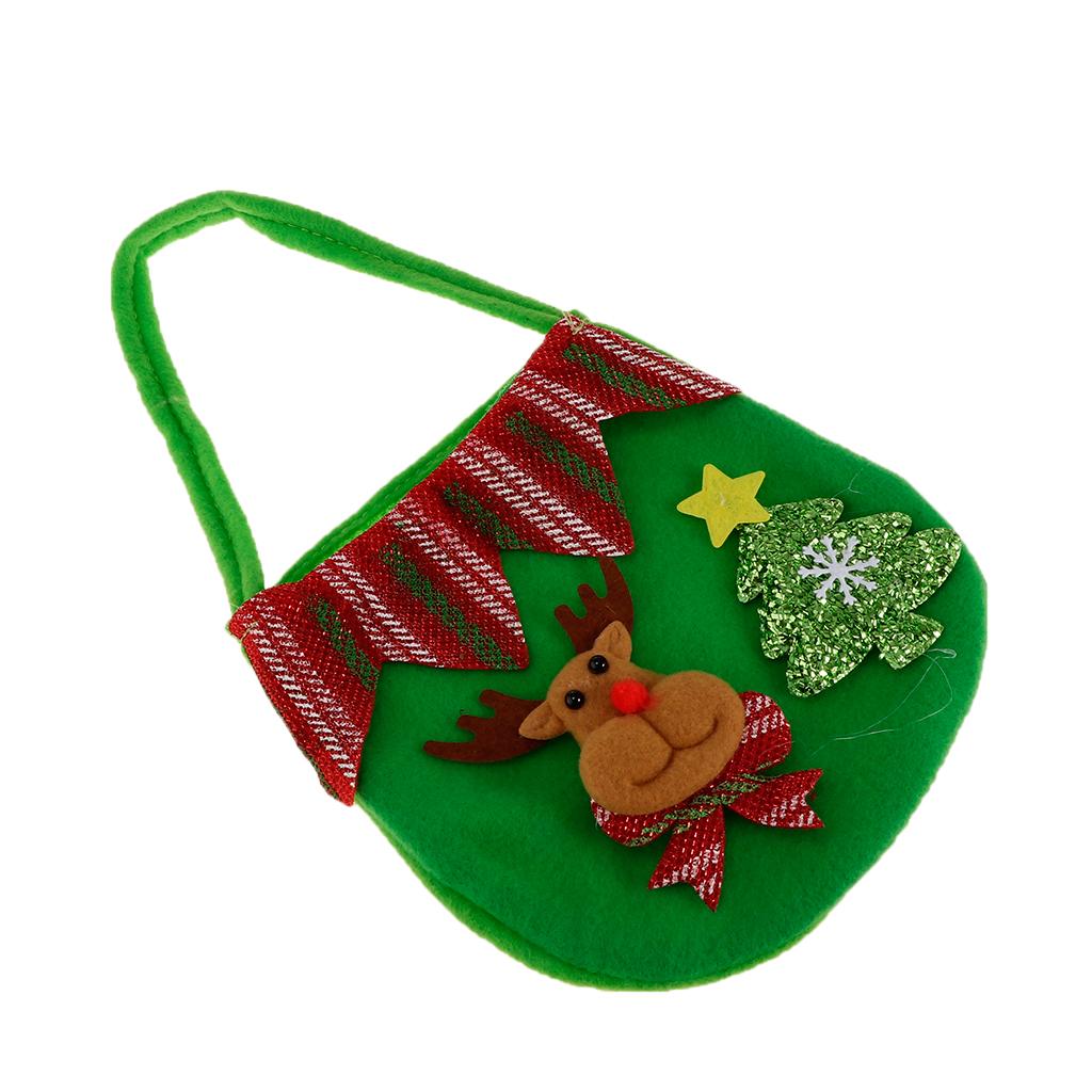 2x Fabric Christmas Gift Candy Bags Tote Handbag Xmas Gift Bags Sack Elk