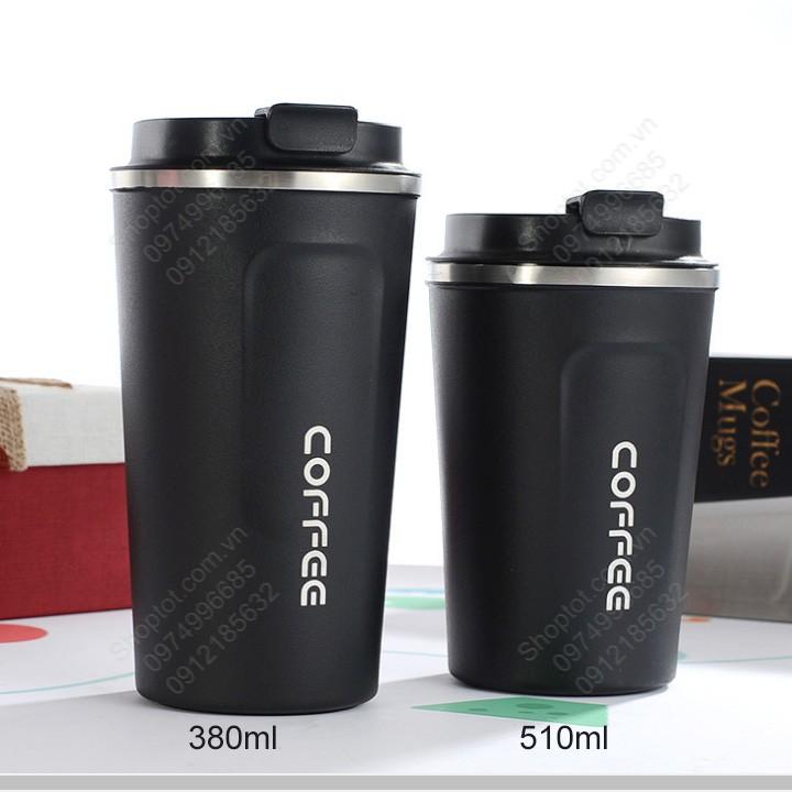 Cốc ly uống cà phê bằng inox 304 loại 2 lớp, có nắp thông minh kín nước, chuyên uống cà phê, uống trà đa năng
