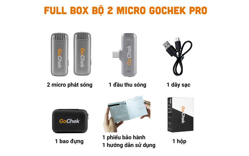 Micro thu âm không dây GoChek B01 Pro - Microphone cổng kết nối type c công nghệ không dây 2.4G tương thích hệ điều hành Androidd - Hàng nhập khẩu