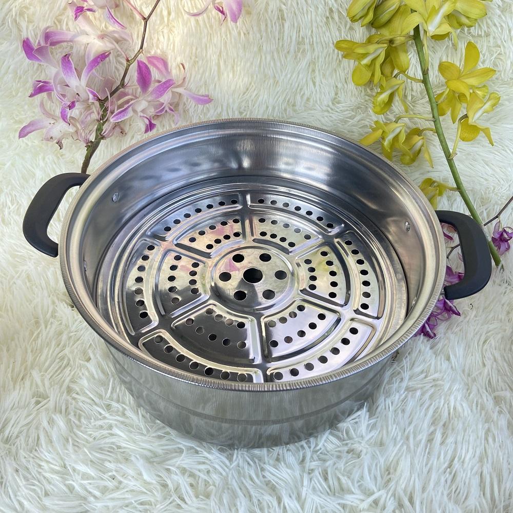 Nồi Hấp Inox 3 Tầng Đa Năng 28cm - Xửng Hấp nhanh Tiết kiệm nhiên liệu