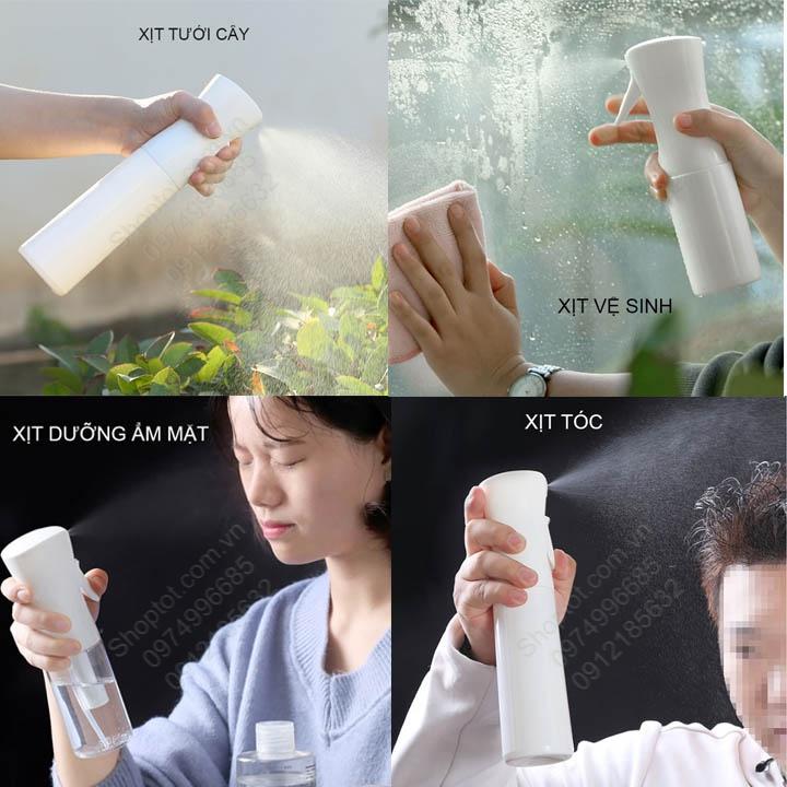 Bình phun xịt nước Nano siêu mịn liên tục bằng tay 300ml, Phun xịt sương đa năng, tưới cây, tiệm tóc, làm đẹp, nhà bếp