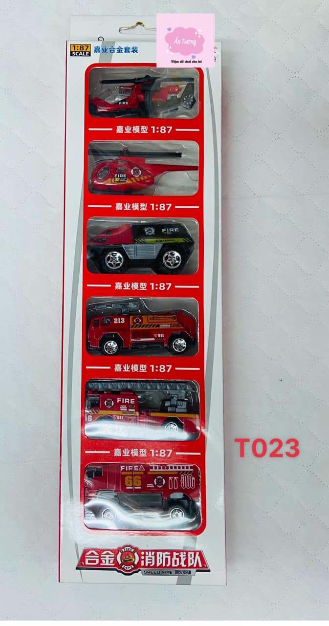 Set 6 chiếc xe ô tô,máy bay, cứu hoả, trực thăng, cảnh sát bền, đẹp cho bé