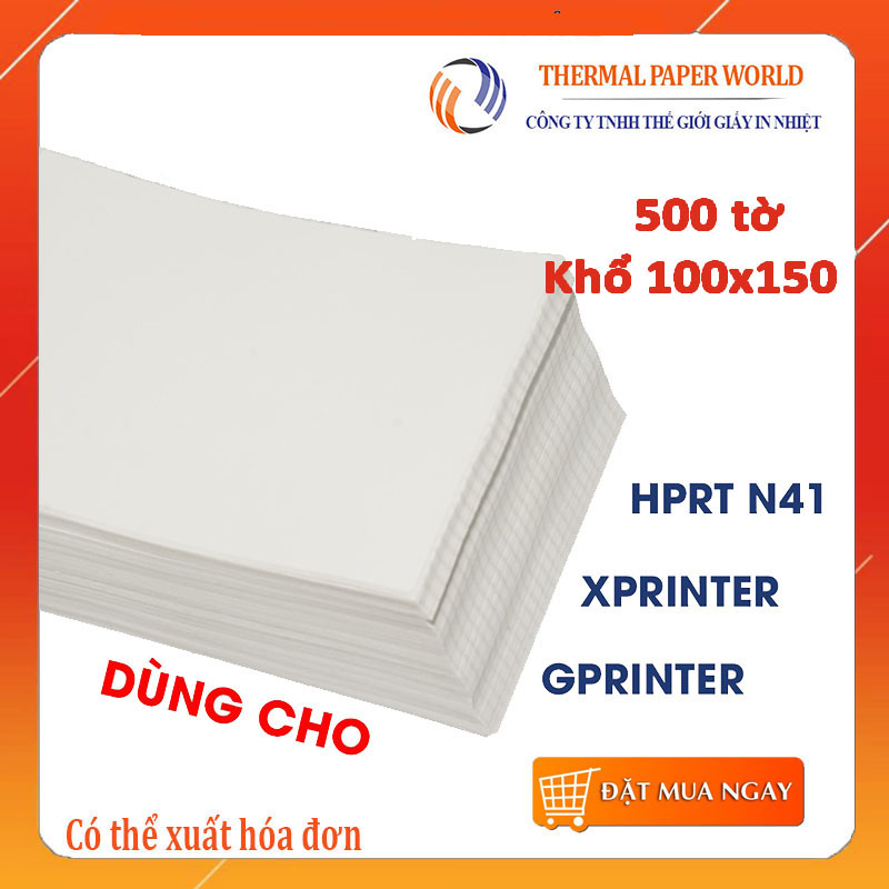 Giấy In Nhiệt Decal A6 / 100x150mm - Tệp 500 Tem, In Bill Tiki, TMĐT, Cuộn A6 Có Sẵn Lớp Keo Tự Dính