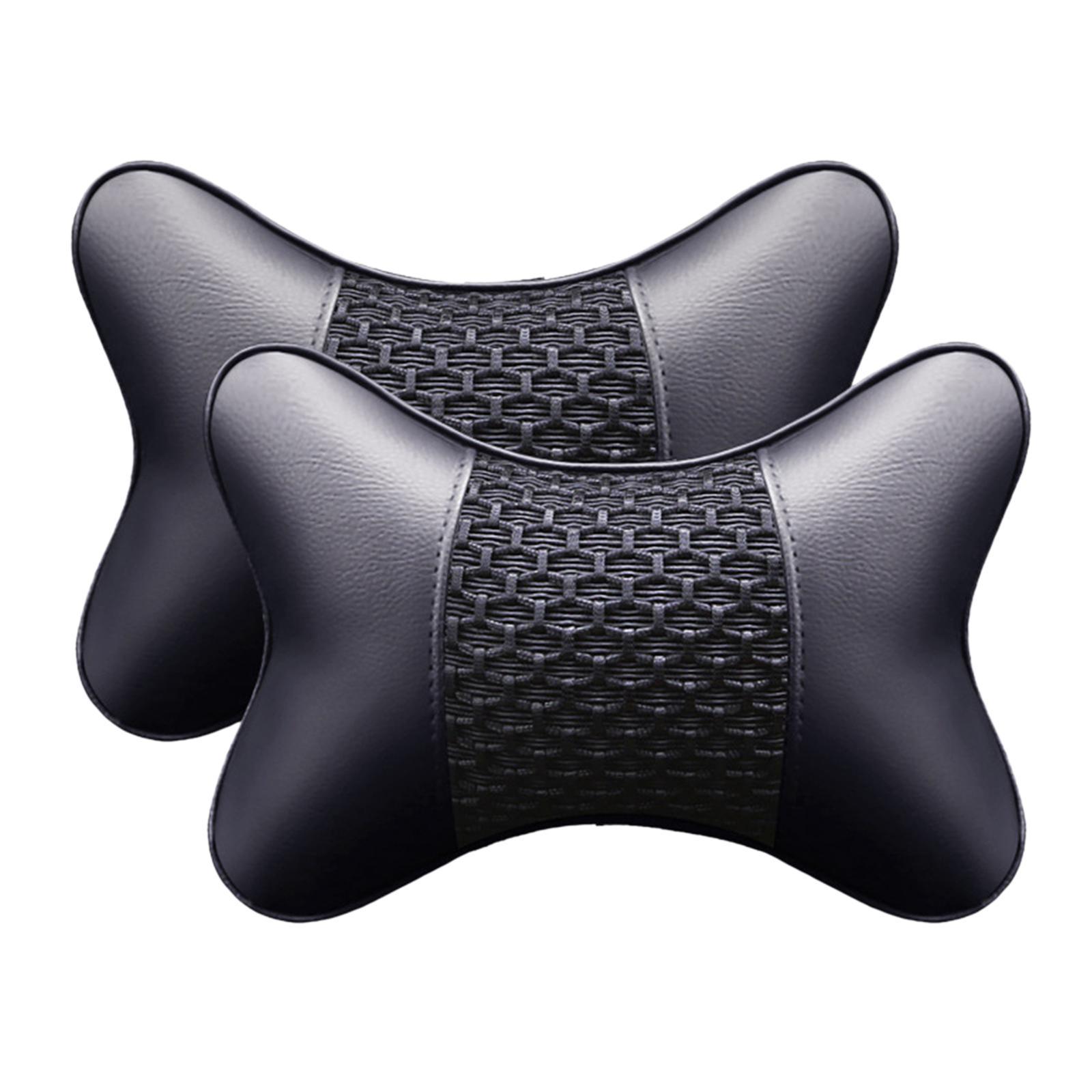 2 Headrest Artificial Leather Comfortable Car Pillow for Living Room