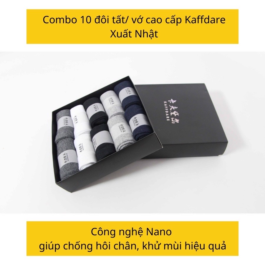 Combo 10 đôi tất / vớ nam cao cấp , công nghệ Nano giúp chống mùi hôi chân , kháng khuẩn , tạo cảm giác êm ái khi mang