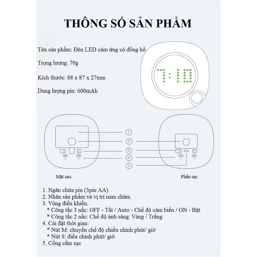 Đèn led cảm biến chuyển động hồng ngoại có hiển thị đồng hồ cao cấp