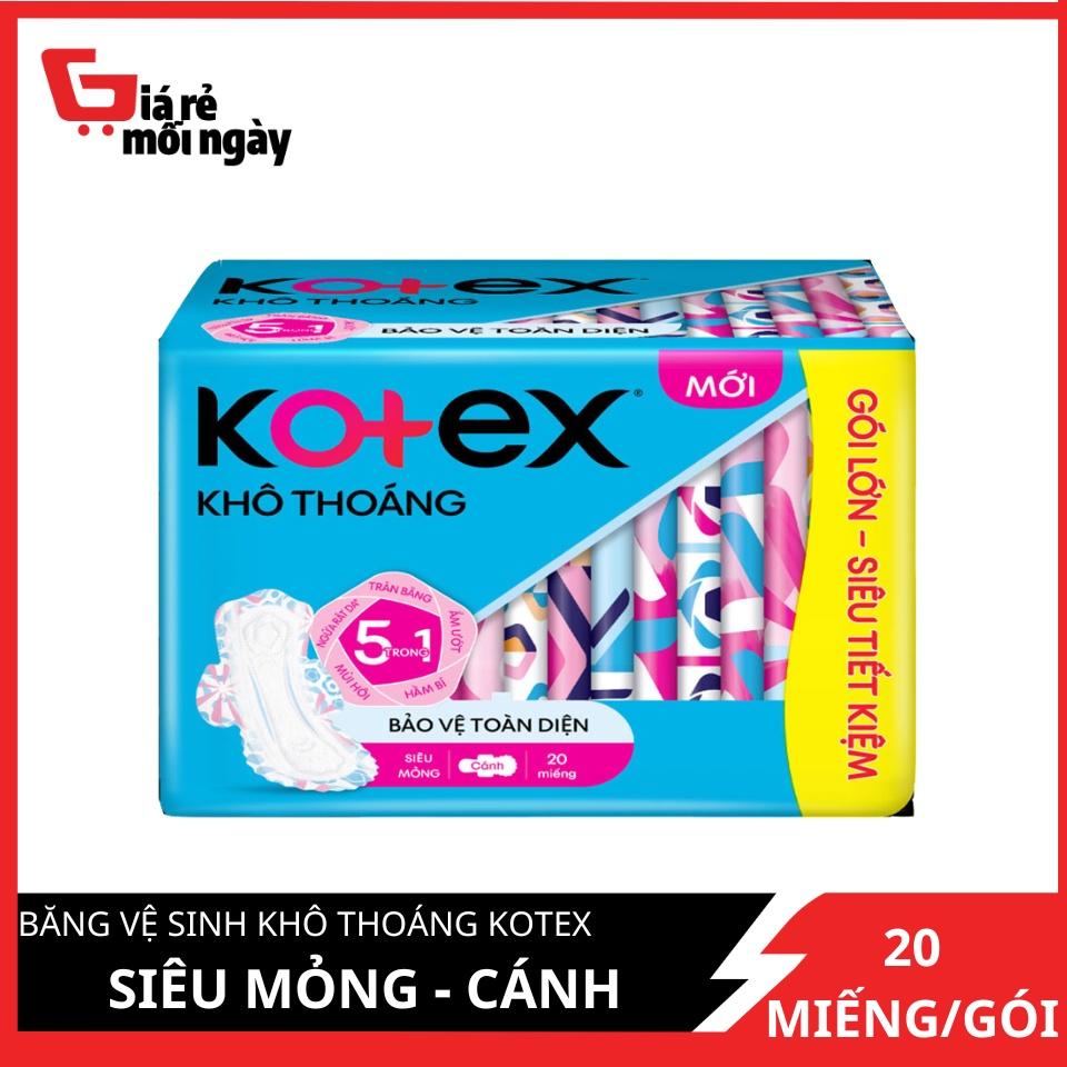 Băng Vệ Sinh KOTEX Khô Thoáng Siêu Mỏng Cánh 20 Miếng/Gói