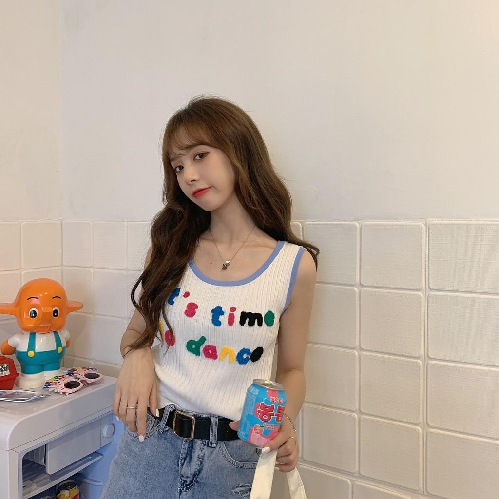 ♙☼┅Áo dệt kim sát nách màu trơn thời trang dành cho nữ