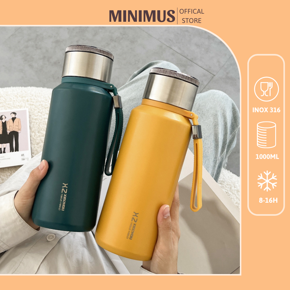 Bình giữ nhiệt cỡ lớn XZ thể thích 1000ML giữ nóng lạnh lên đên 24H, lọc trà kiểu mới, 4 màu