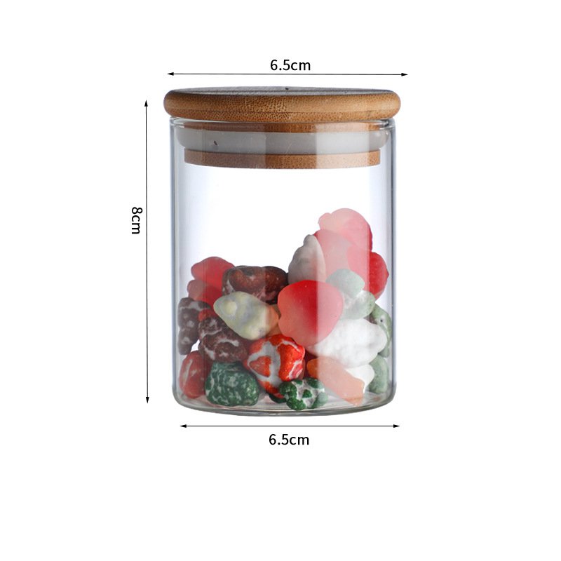 Bộ 6 lọ đựng thủy tinh nắp gỗ Glass Jar Container 300 ml