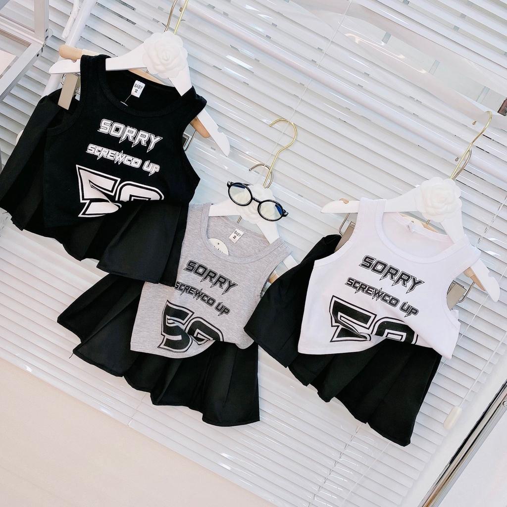 (8-36kg) Set áo croptop chân váy đen TB64 TN65