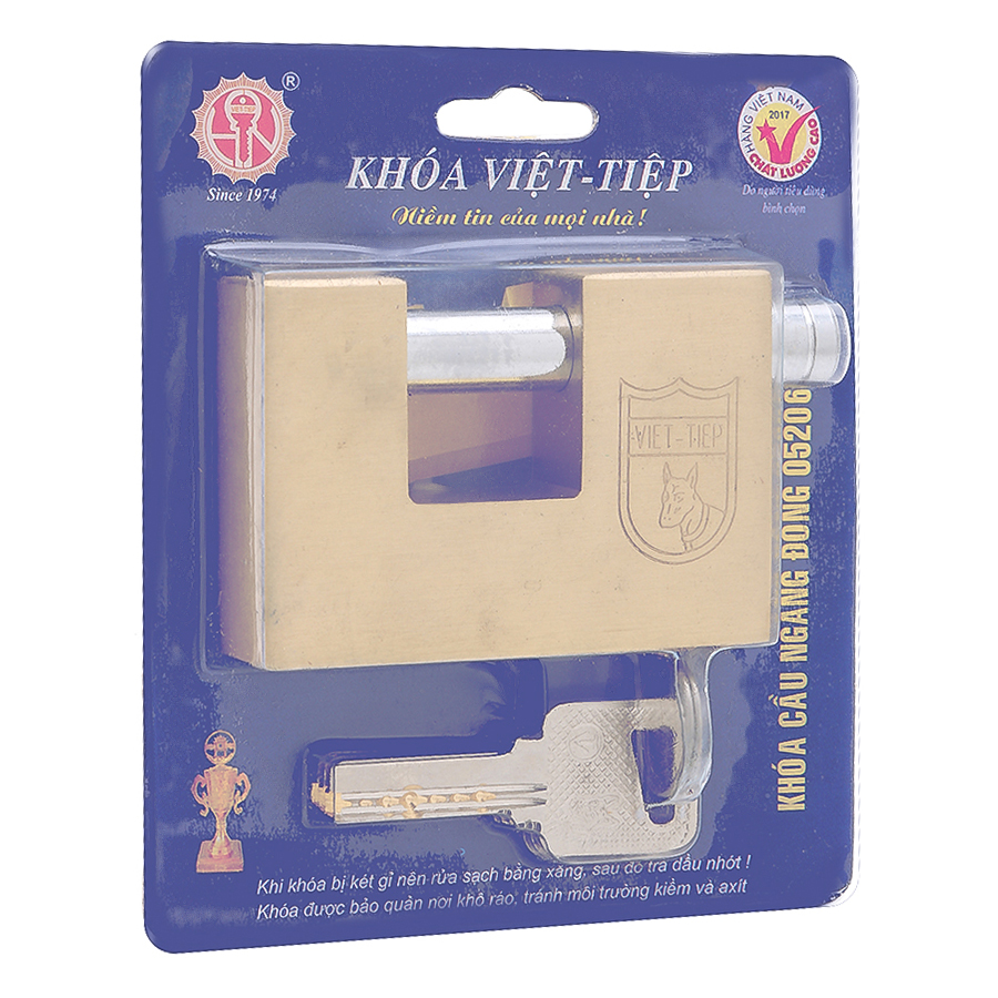 Ổ Khoá Việt Tiệp Cầu Ngang Loại Lớn 76 x 53 Ống Phi 12mm