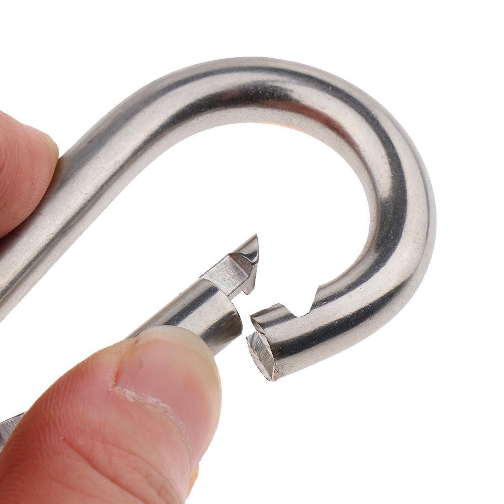 2xHeavy Duty 316 Stainless Steel Spring Snap Hook Carabiner Keychain Clip M8