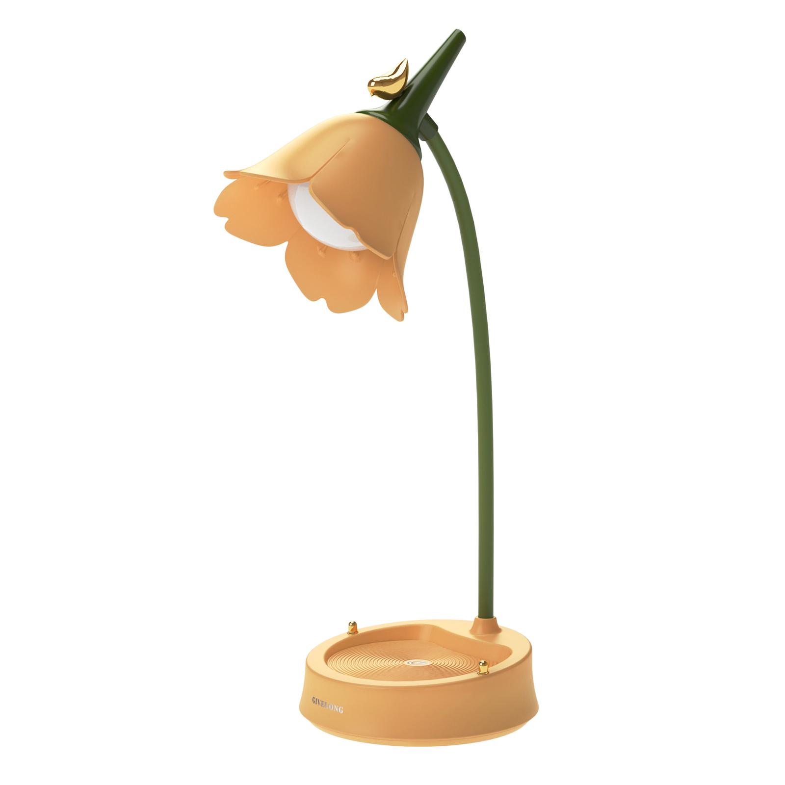 Desk Lamp for Kids - Flower LED Charging Table Lamp Eye Protection Small Desk Lamps for Reading,Study and Office, Adjustable Brightness