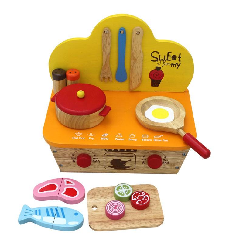Bếp nấu ăn đồ chơi nhập vai nhỏ xinh cho bé bằng gỗ