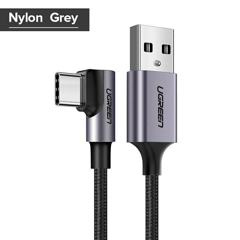 Cáp bẻ góc 90 độ Ugreen 50940 50941 50942 70255  3A màu đen USB Type-C-Hàng chính hãng