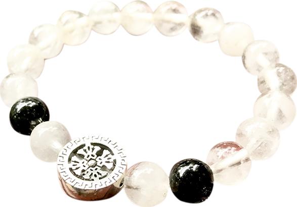 Vòng Tay Thạch Anh Ưu Linh Trắng Mix Charm Bạc Ngọc Quý Gemstones TA016