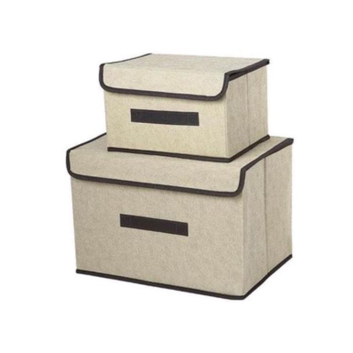 (ComBo) 2 Túi hộp đựng quần áo đồ lót đồ chơi bằng vải cứng có nắp.ĐT.Lv