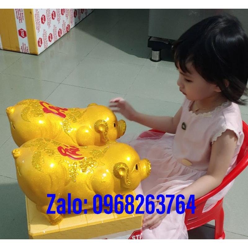 Heo đất tài lộc 33cm, sơn bóng phản quang, hàng cao cấp