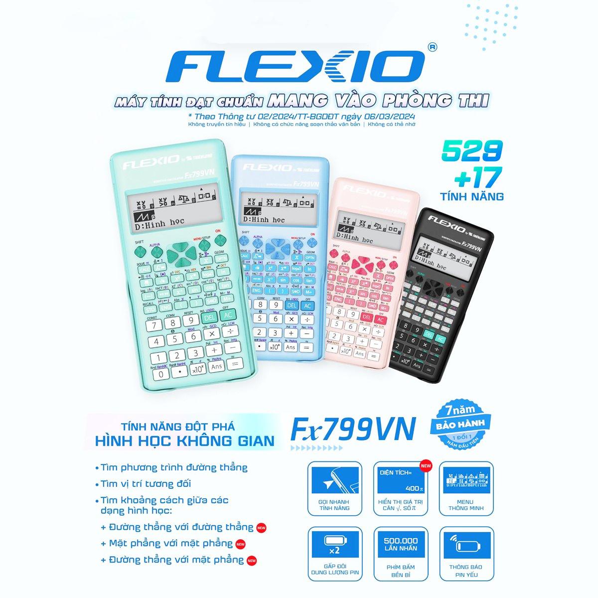 Máy Tính Khoa Học Flexio - Thiên Long Fx799VN - Màu Xanh Bạc Hà