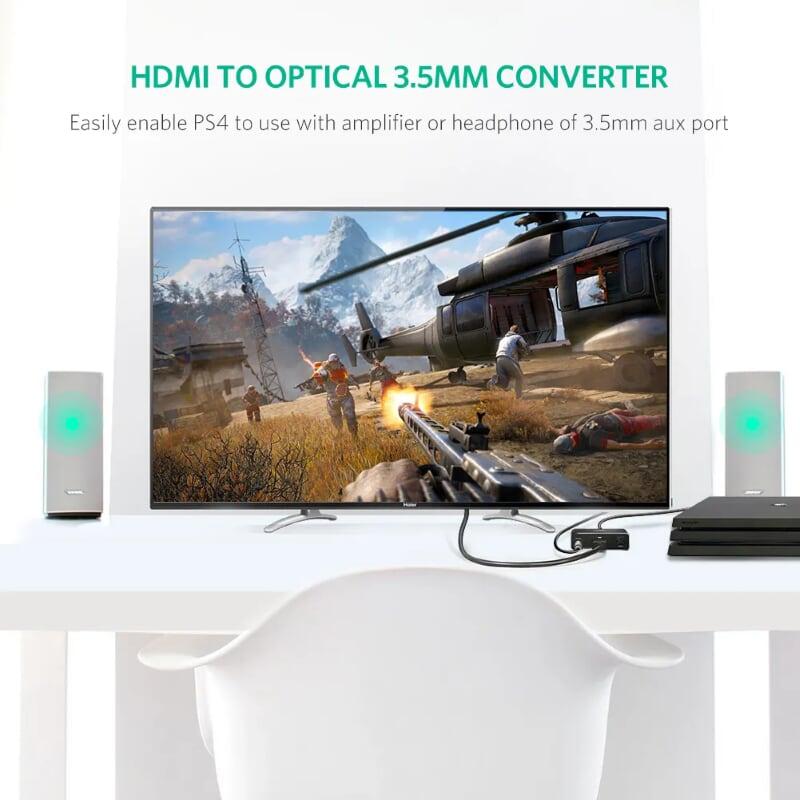 Ugreen UG4028140281TK 15CM Màu Đen Bộ chuyển đổi HDMI sang HDMI kèm cổng âm thanh optical cao cấp - HÀNG CHÍNH HÃNG