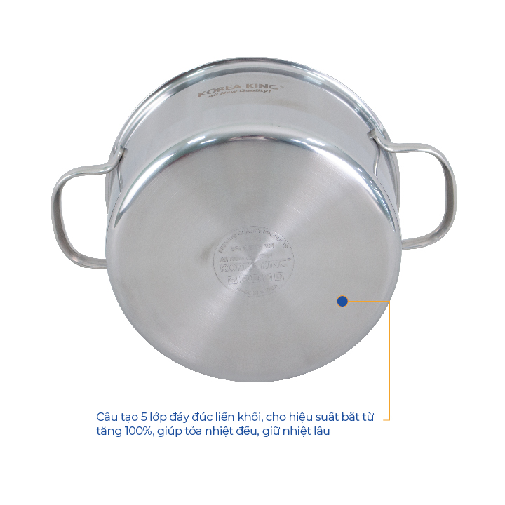KP-20S5PLY Nồi inox 5 lớp đáy liền Korea King -Hàng chính hãng