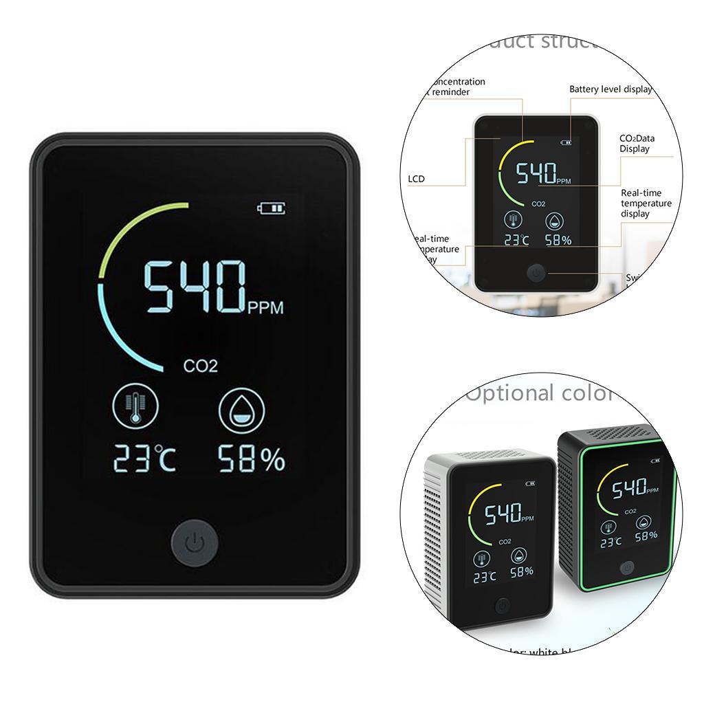 Portable Indoor Air Quality Monitor Air Quality Meters 1200MAh Intelligent Air Quality Sensor CO2 Monitor Accurate Carbon Dioxide Sensor 0-5000PPM
