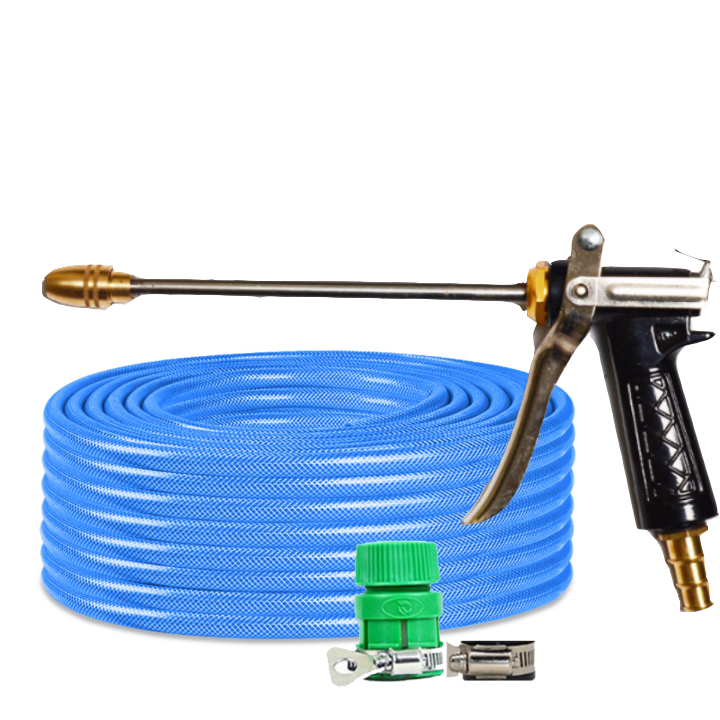 Bộ dây vòi xịt nước rửa xe, tưới cây đa năng, tăng áp 3 lần, loại 3m, 5m 206318E đầu đồng, đai, nối, d.vàng