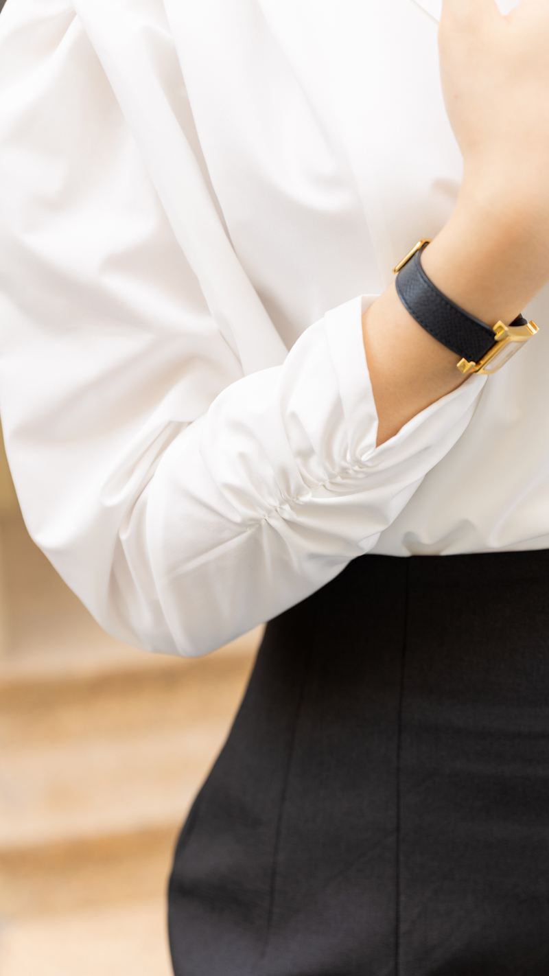 Áo sơ mi vai chờm có đệm Bianca thiết kế cao cấp WHITE CHIC