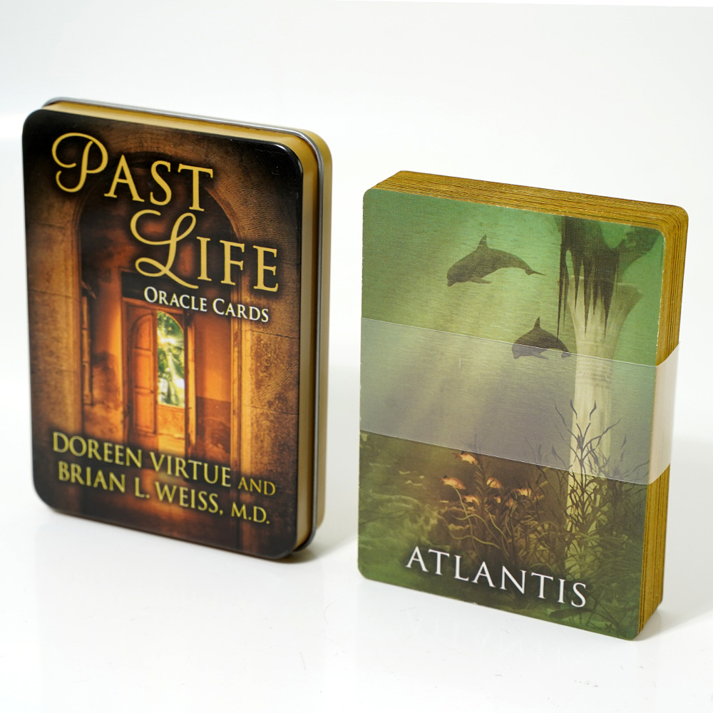 [Mạ Cạnh] Bộ Bài Past Life Oracle Hộp Thiếc Mạ Cạnh Vàng 44 Lá Đá Thanh Tẩy