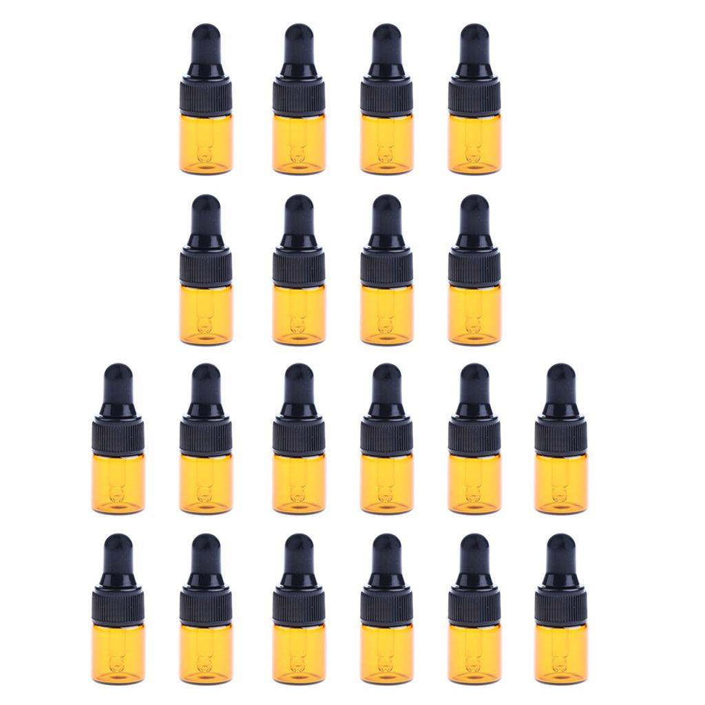 40 Pieces Mini Refillable Glass Dropper Bottle for Essential Oils 1ml 3ml
