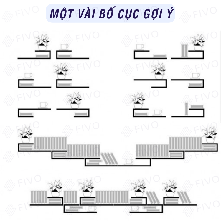 Combo 2 Kệ Gỗ Treo Tường Chữ J FIVO FB42 Thiết Kế Âm Tường, Đa Dạng Cách Trang Trí, Chịu Lực Tốt - Giá Rẻ