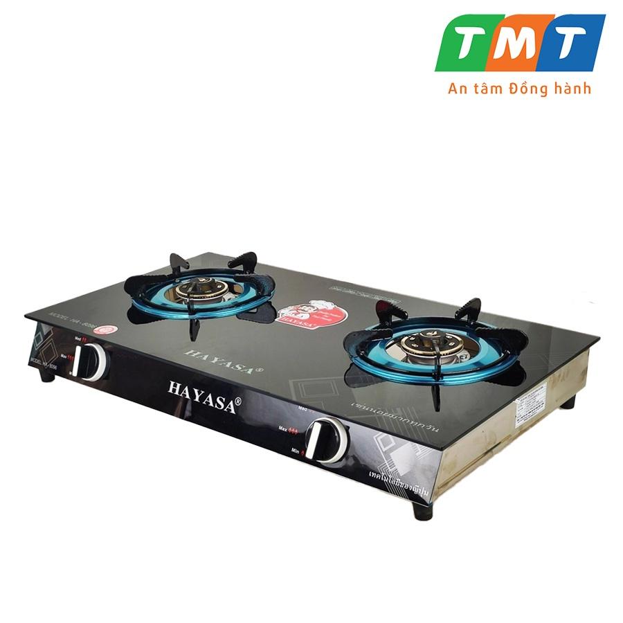 Bếp gas đôi Hayasa HA-8096 điếu inox 304, đầu đốt đồng kiềng 5 ly