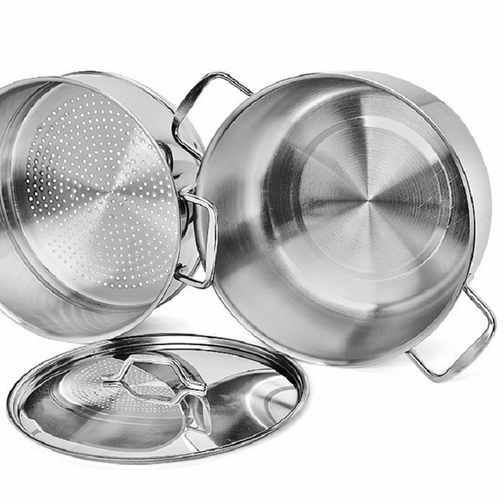 Bộ nồi xửng 1 đáy nắp inox Rainy 24cm - Hàng Chính Hãng