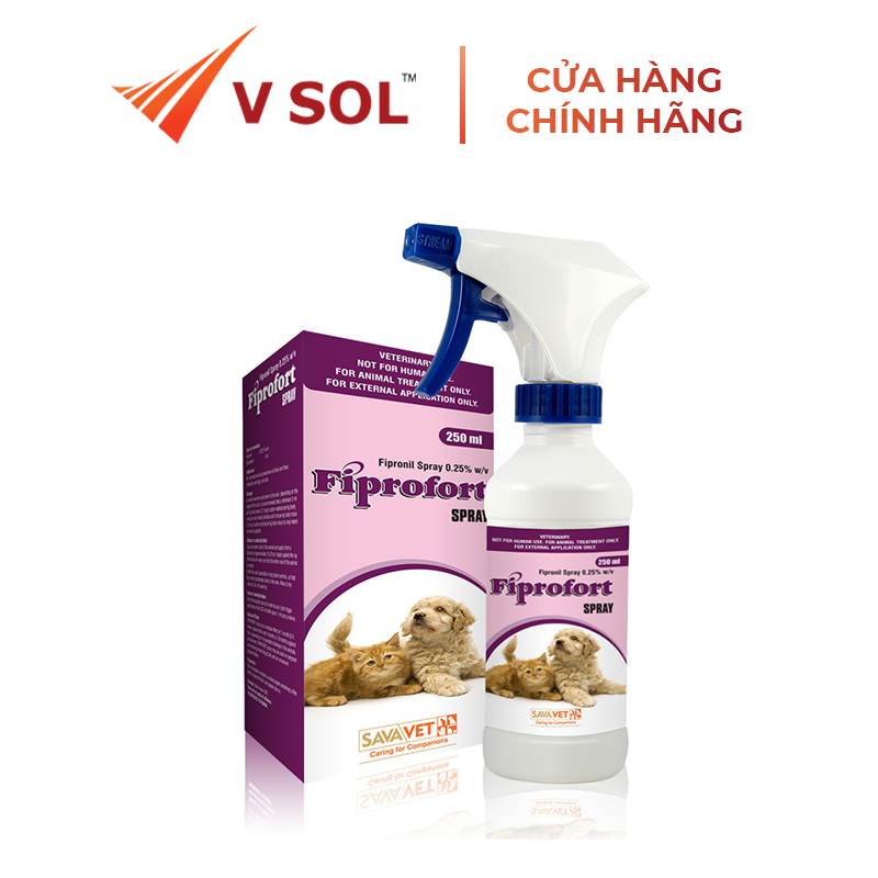 Dung dịch phun xịt diệt bọ chét, trứng bọ chét, con bét, con ve, rận chấy ở chó mèo Fiprofort Spray 250ml