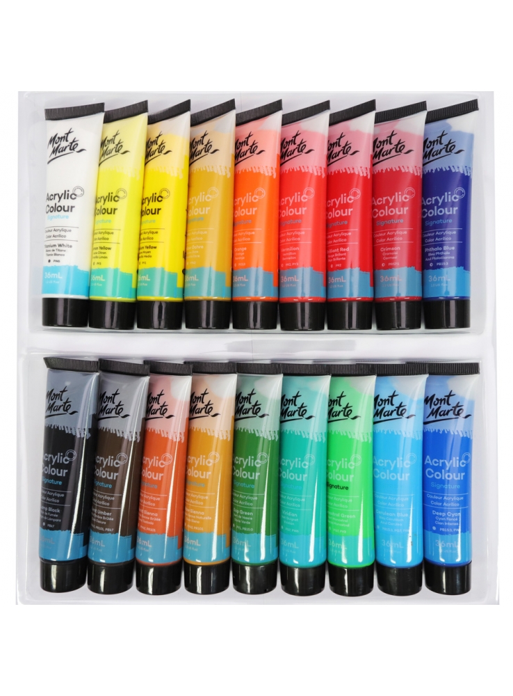 Màu Acrylic Paint Mont Marte Bộ 18/24/36/48 Màu x 36ml