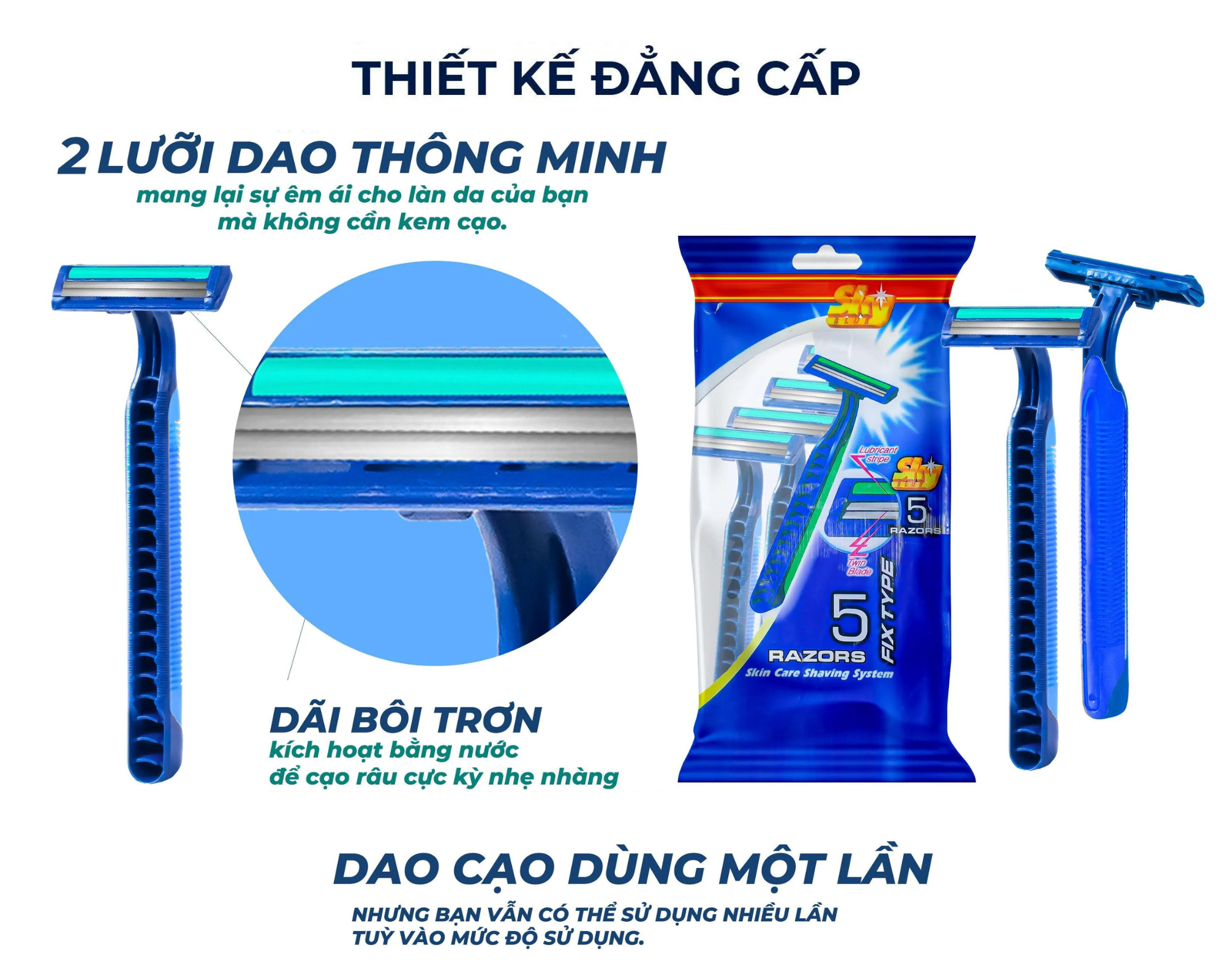 Dao Cạo Râu 2 Lưỡi 710YL-5P (05 Dao Cạo)