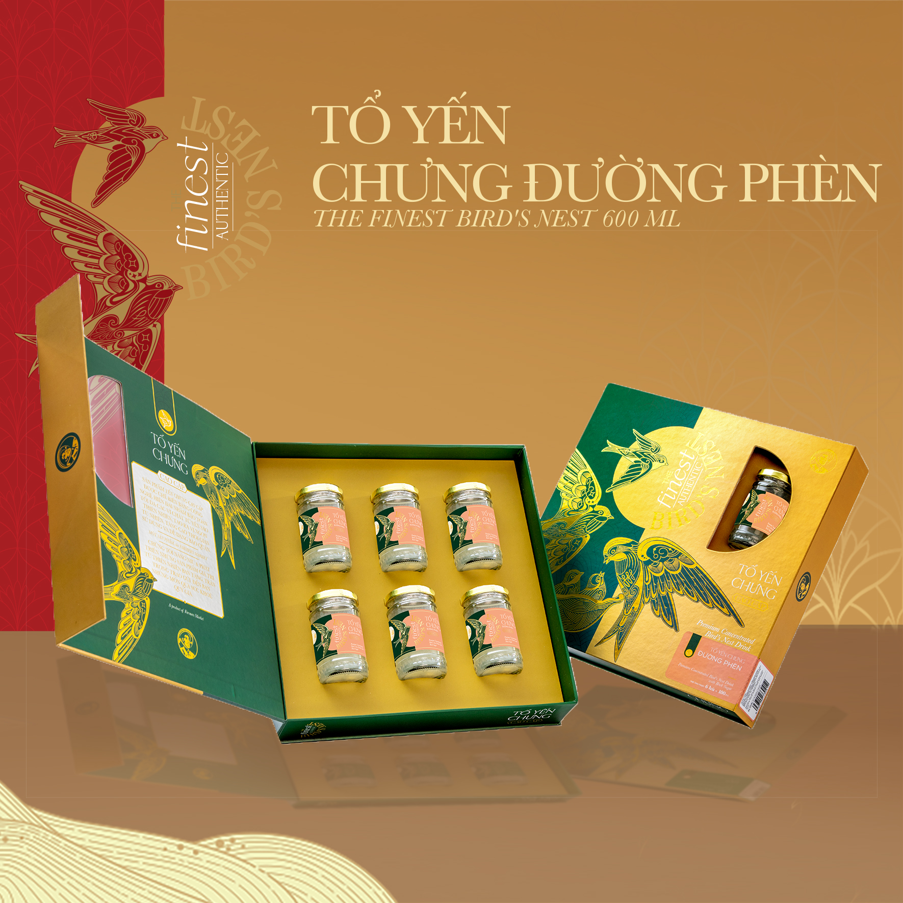 [Giao hàng toàn quốc] Tổ yến chưng đường phèn The Finest Bird's Nest 600ML (6 Hũ/Hộp)