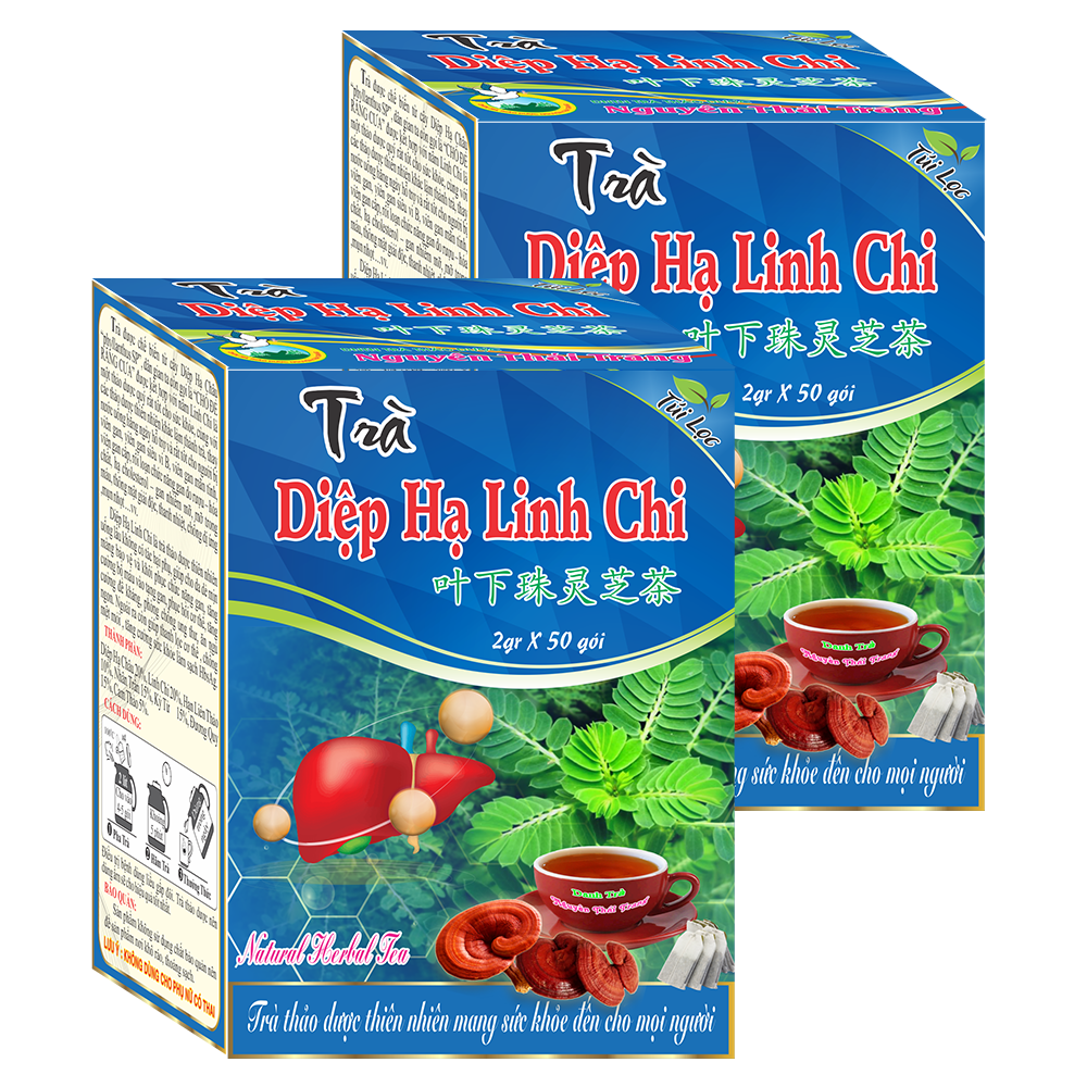 Combo 3 Hộp Trà Diệp Hạ Linh Chi (Hộp 50 Túi Lọc x 2g) -  Hỗ Trợ Viêm Gan B , Mỡ Máu- Nguyên Thái Trang - Thảo Dược Thiên Nhiên - Tốt Cho Sức Khỏe